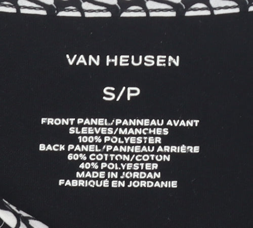 Van Heusen Women's Black Geometric T-Shirt - Size S
