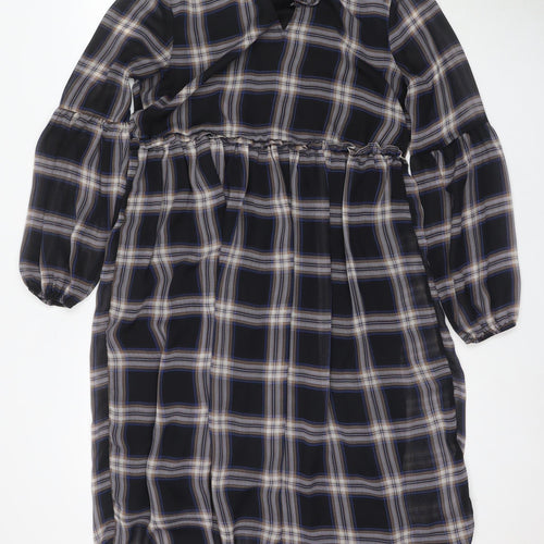 Jacqueline de Yong Women’s Black Plaid Shift Dress Size 10