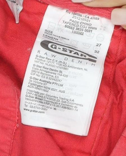 G-Star Women's Red Slim Tapered Jeans Size 27