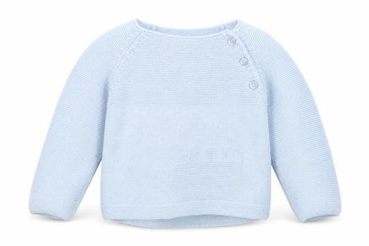 Front view of Jasper Conran Blue unisex baby jumper 3-6 months pullover