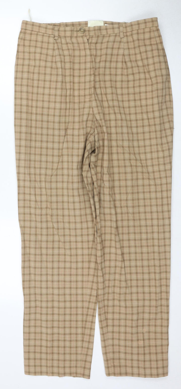 Country Rose Women's Beige Check Trousers Size 16