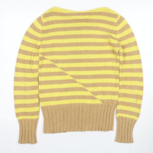 J.Crew Womens XS Striped Yellow Beige Pullover Jumper