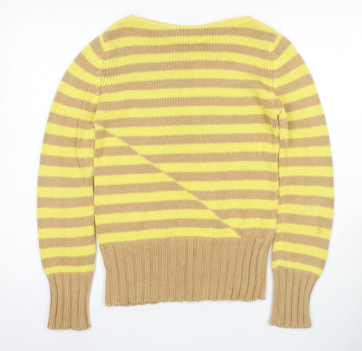 J.Crew Womens XS Striped Yellow Beige Pullover Jumper