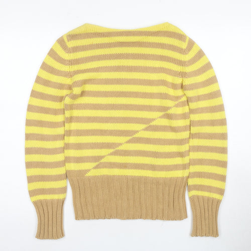 J.Crew Womens XS Striped Yellow Beige Pullover Jumper