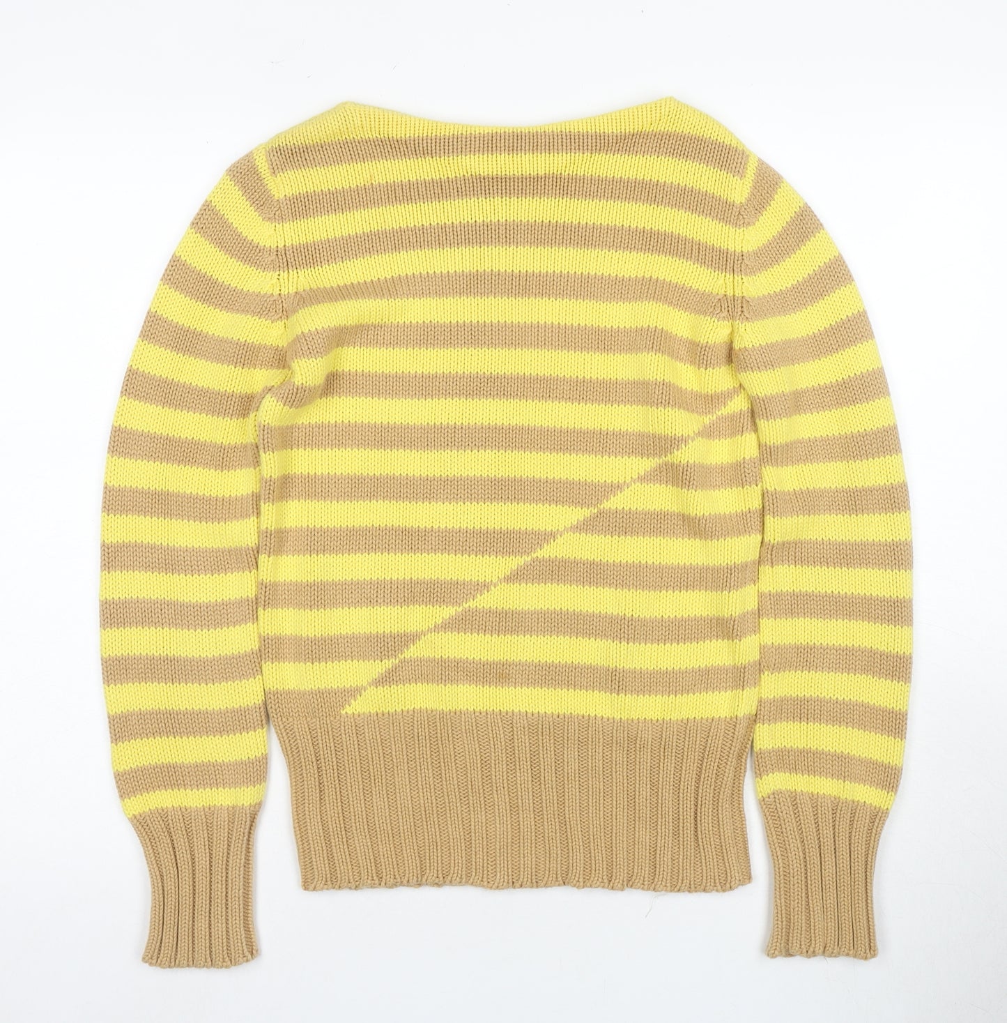 J.Crew Womens XS Striped Yellow Beige Pullover Jumper