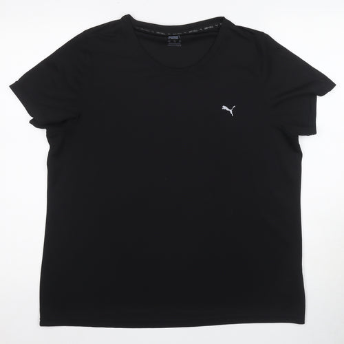 Puma Unisex Black T-Shirt, Size 14, Moisture Wicking