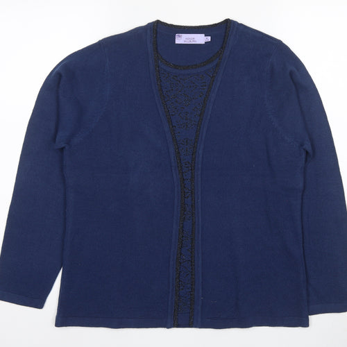 Honor Millburn Women's Blue Cardigan, Size 14, V-Neck