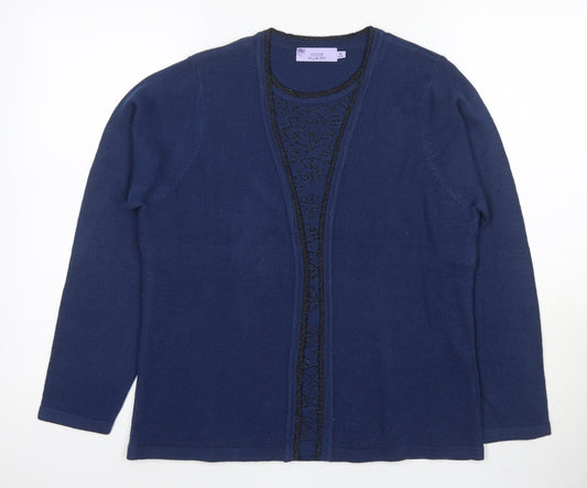 Honor Millburn Women's Blue Cardigan, Size 14, V-Neck