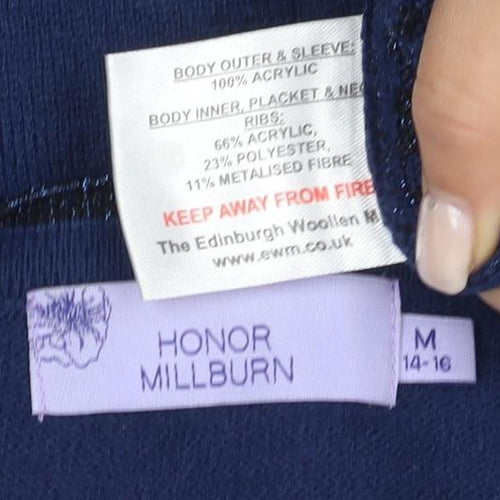 Honor Millburn Women's Blue Cardigan, Size 14, V-Neck