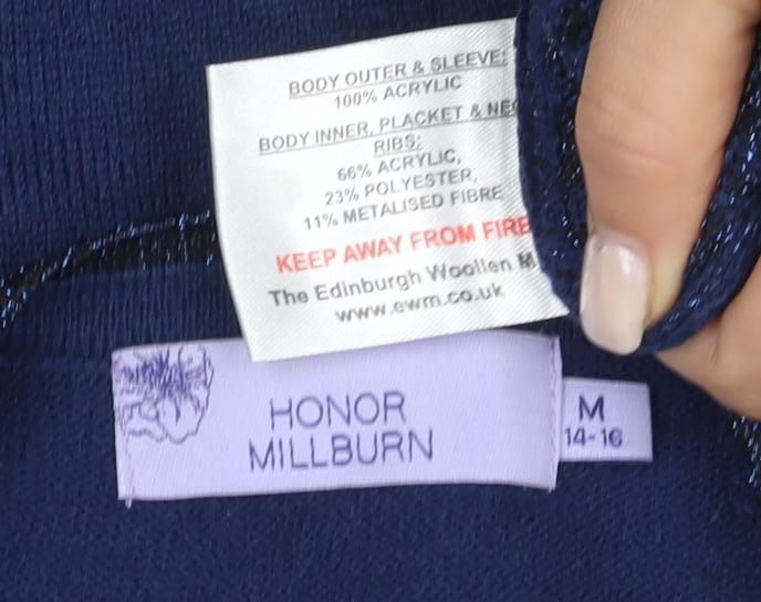 Honor Millburn Women's Blue Cardigan, Size 14, V-Neck