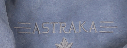 Astraka Women's Blue Rain Coat, L - Hooded, Logo, Button