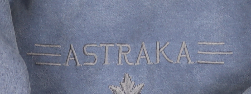 Astraka Women's Blue Rain Coat, L - Hooded, Logo, Button