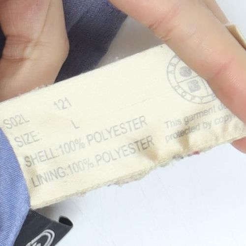 Astraka Women's Blue Rain Coat, L - Hooded, Logo, Button