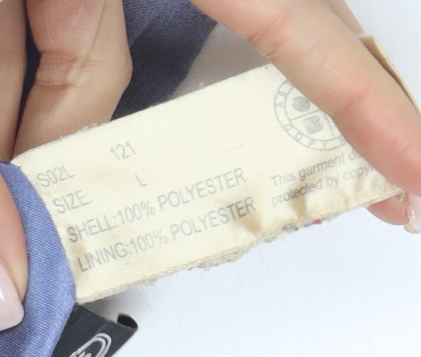 Astraka Women's Blue Rain Coat, L - Hooded, Logo, Button