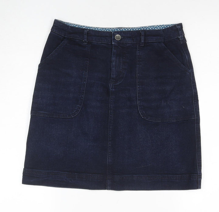 Willow Earth Women's Blue Denim Skirt, Size 8, Mid-Rise, Pockets