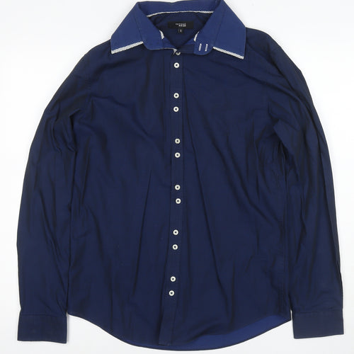 Thomas Nash Men's Blue Formal Dress Shirt S