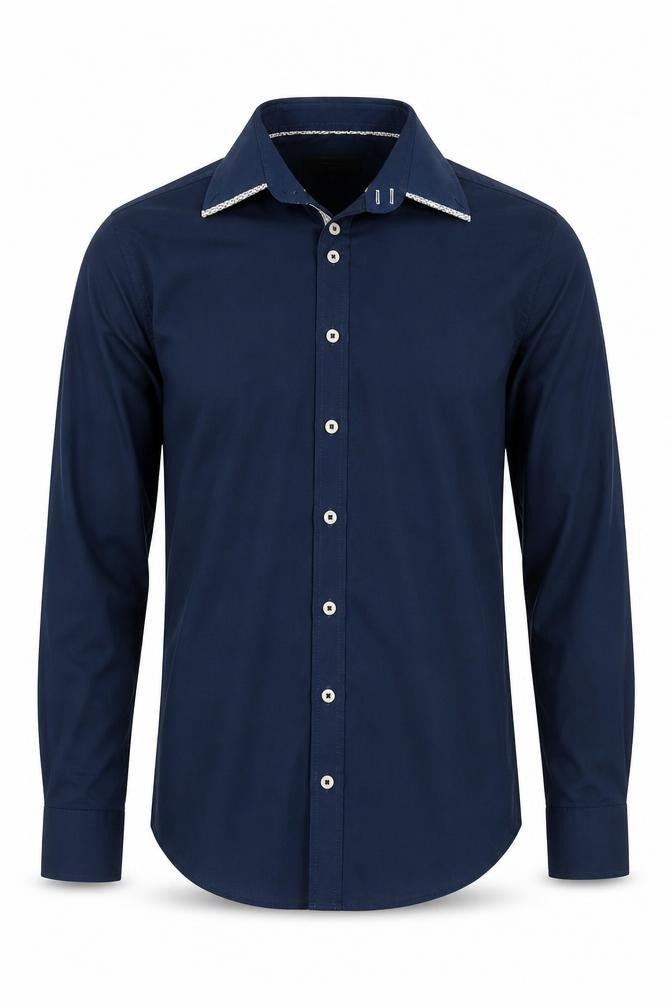 Front view of Thomas Nash Men's Blue Formal Dress Shirt S