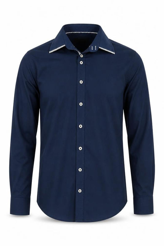 Front view of Thomas Nash Men's Blue Formal Dress Shirt S