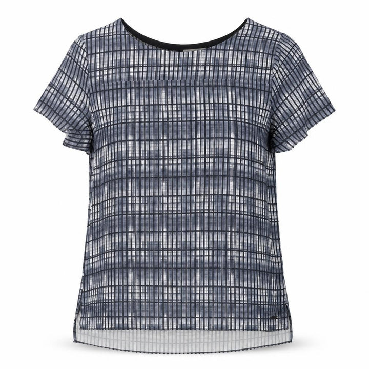 Calvin Klein Women's Black Woven Check T-Shirt S