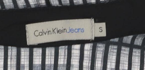 Calvin Klein Women's Black Woven Check T-Shirt S