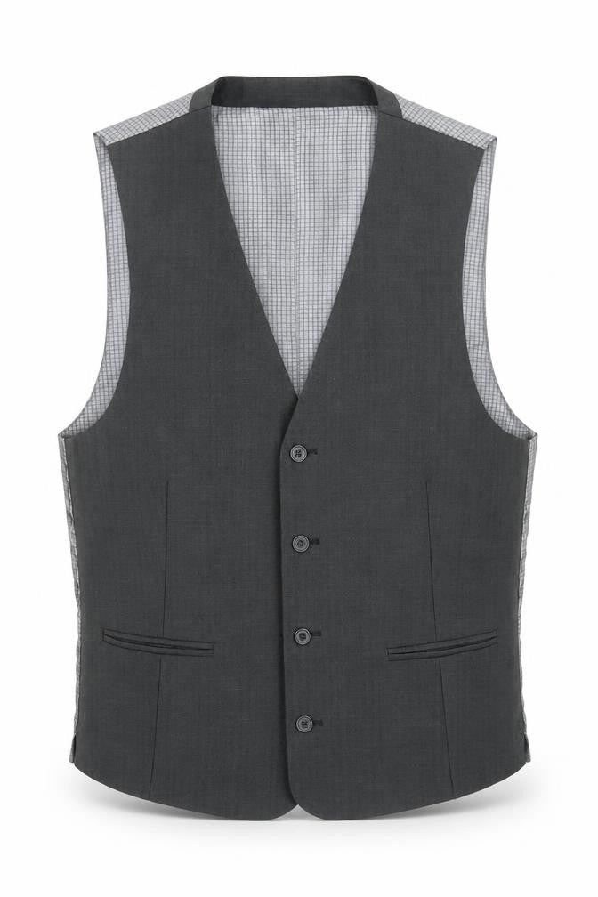 Front view of 1860 Men's Grey Check Waistcoat, size 40R