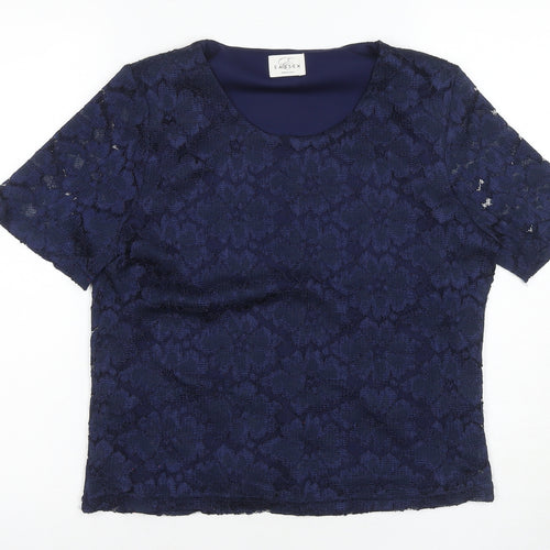 Eastex Women's Blue Lace Short Sleeve Top Size 12