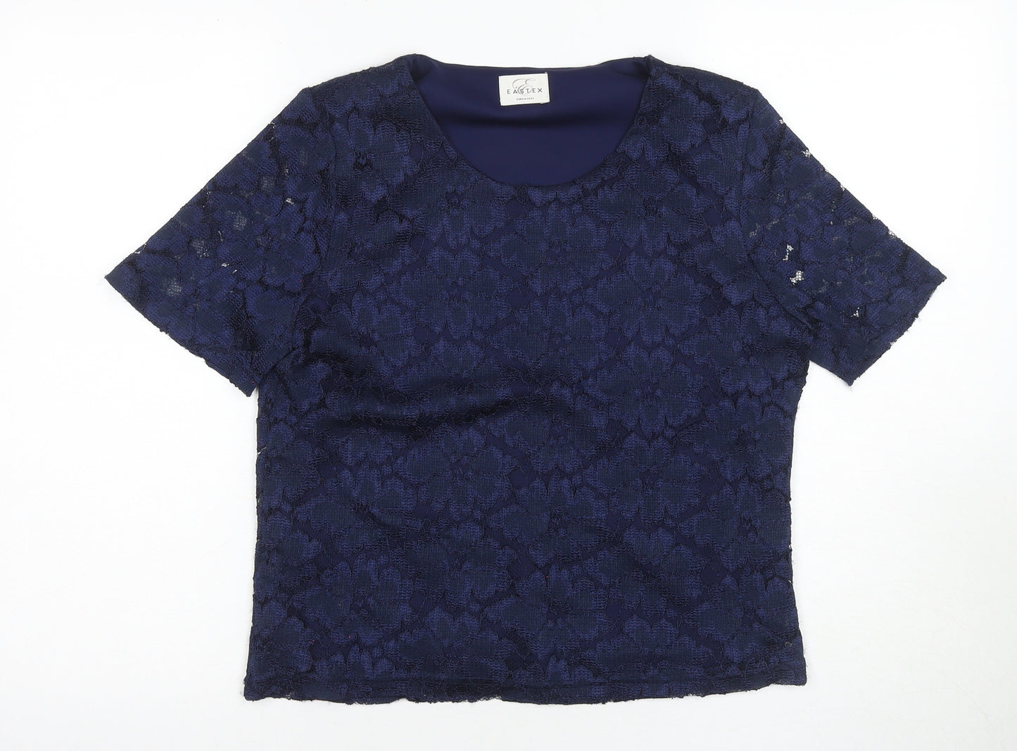 Eastex Women's Blue Lace Short Sleeve Top Size 12