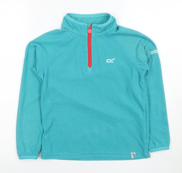 Regatta Girls Blue 1/2 Zip Hoodie 9-10 Years Lightweight