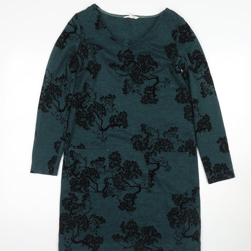 Marks and Spencer Women's Green Floral Shift Dress Size 10
