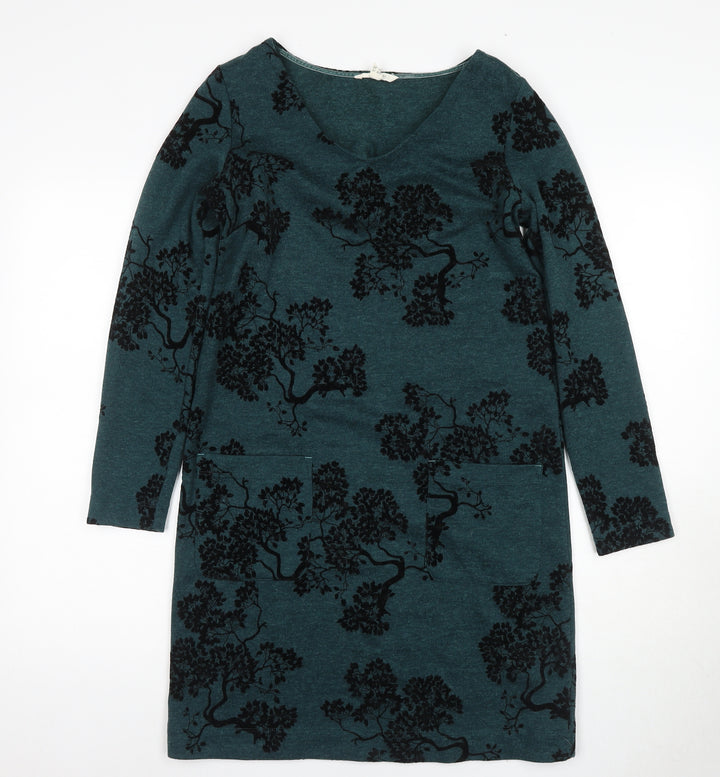 Marks and Spencer Women's Green Floral Shift Dress Size 10