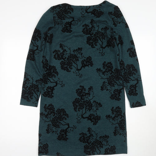 Marks and Spencer Women's Green Floral Shift Dress Size 10