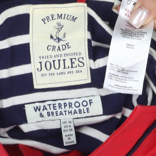 Joules Women's Red Hooded Rain Coat Size 10