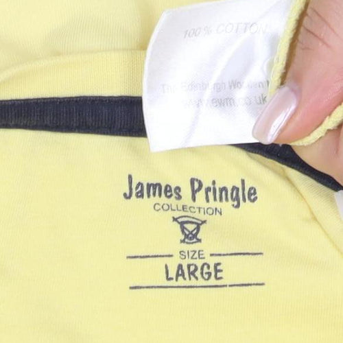 James Pringle Men's Yellow Cotton Crew Neck Tee L