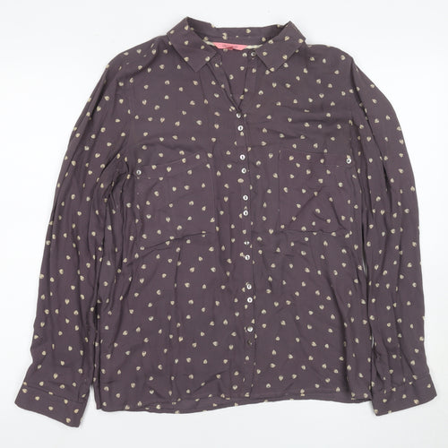White Stuff Women's Purple Button-Up Shirt Size 10