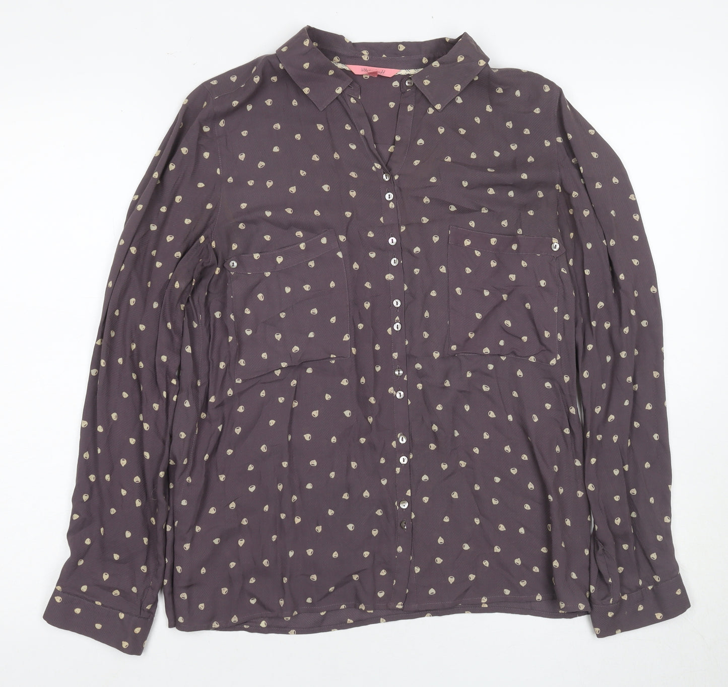 White Stuff Women's Purple Button-Up Shirt Size 10