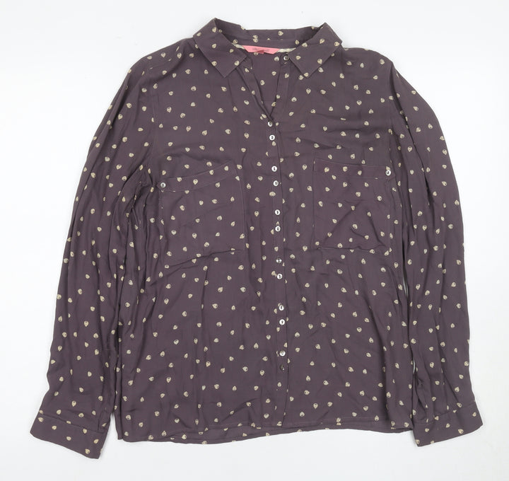 White Stuff Women's Purple Button-Up Shirt Size 10
