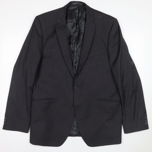 Jeff Banks Men's Black Striped Blazer 44L