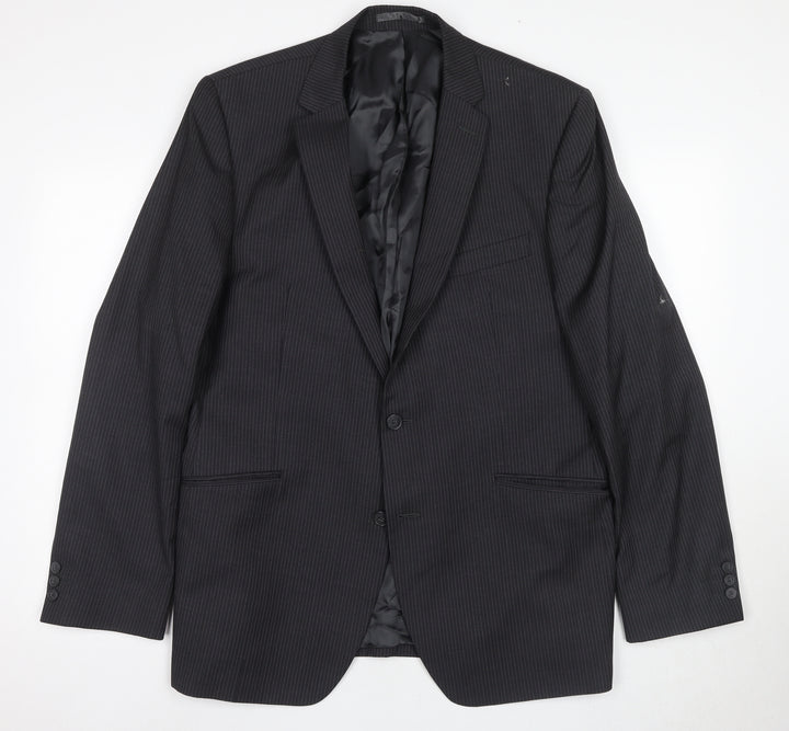 Jeff Banks Men's Black Striped Blazer 44L