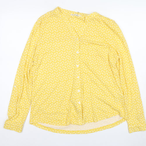WoolOvers Women's Yellow Floral Blouse Medium