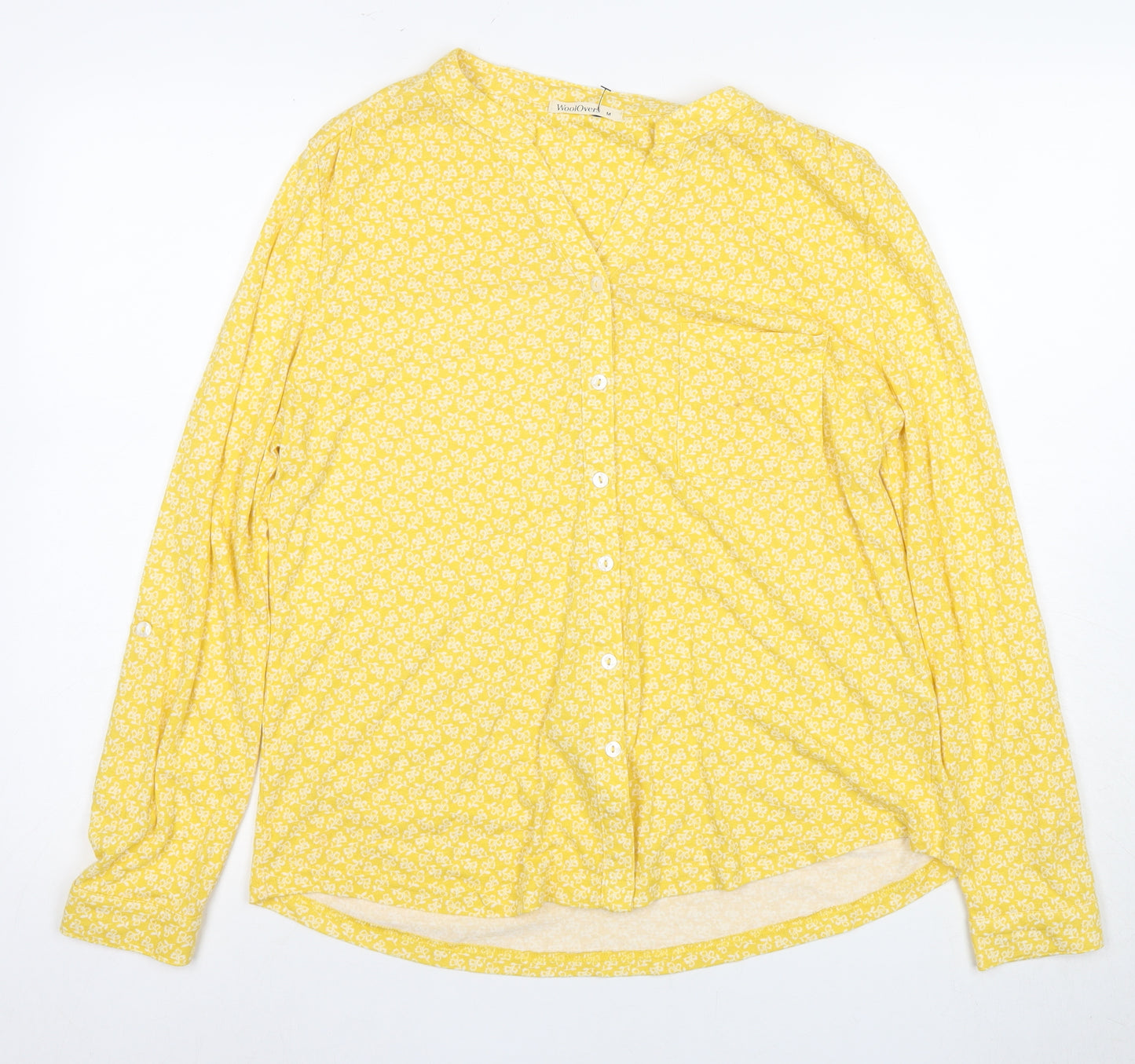 WoolOvers Women's Yellow Floral Blouse Medium