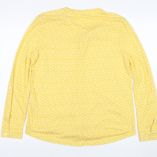 WoolOvers Women's Yellow Floral Blouse Medium