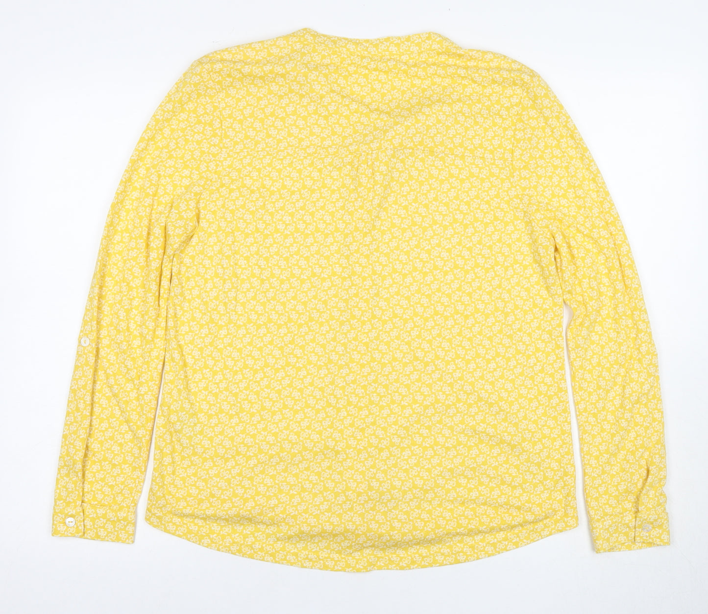 WoolOvers Women's Yellow Floral Blouse Medium