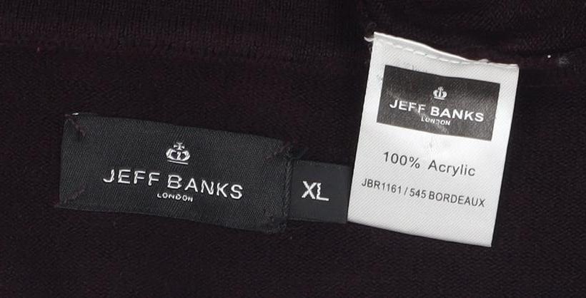 Jeff Banks Men's Black V-Neck Pullover Jumper XL