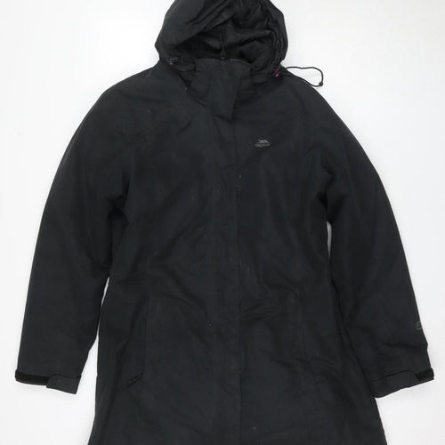Trespass Women's Black Parka Jacket L Hooded Waterproof