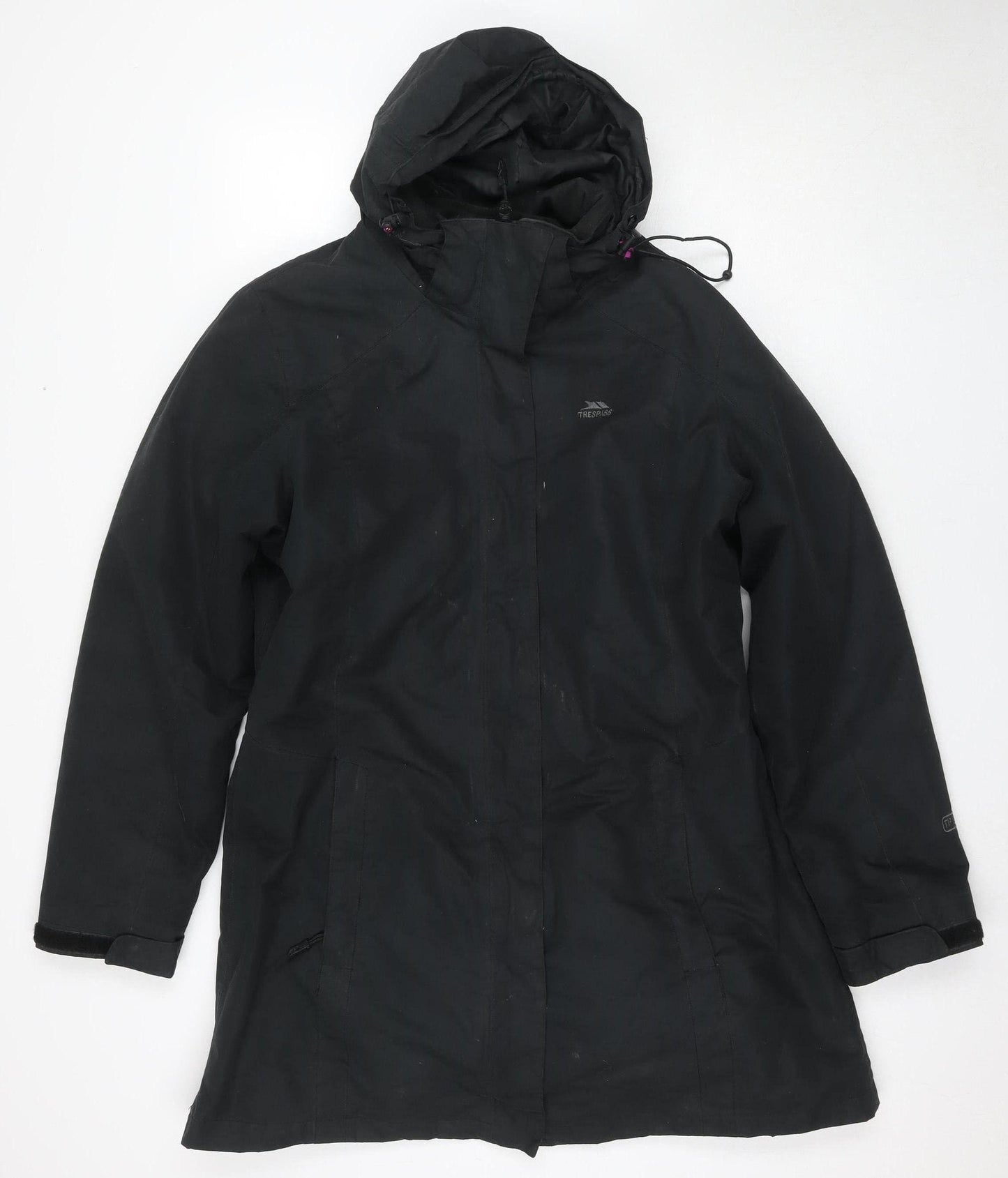 Trespass Women's Black Parka Jacket L Hooded Waterproof