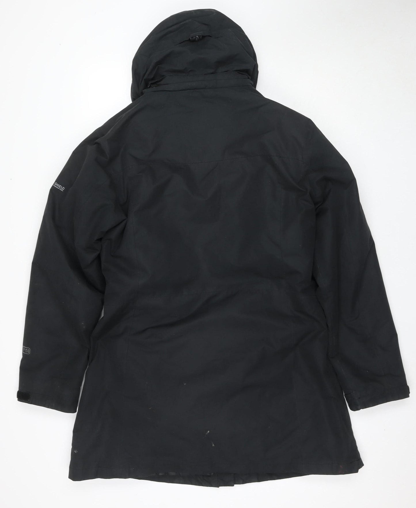Trespass Women's Black Parka Jacket L Hooded Waterproof