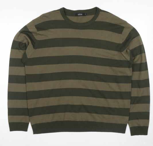 Thomas Nash Men's Green XL Striped Pullover Jumper