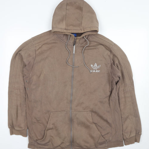 Adidas Men's XL Brown Full Zip Hoodie with Logo