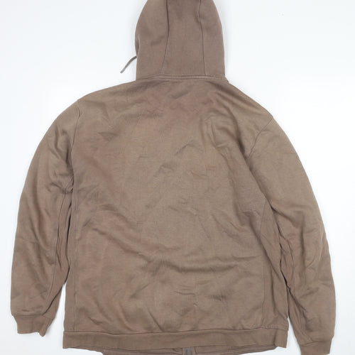 Adidas Men's XL Brown Full Zip Hoodie with Logo