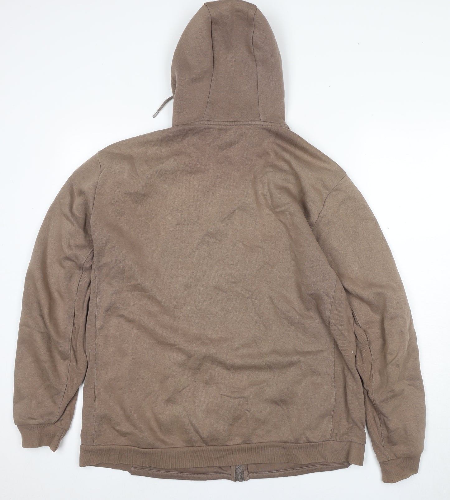 Adidas Men's XL Brown Full Zip Hoodie with Logo